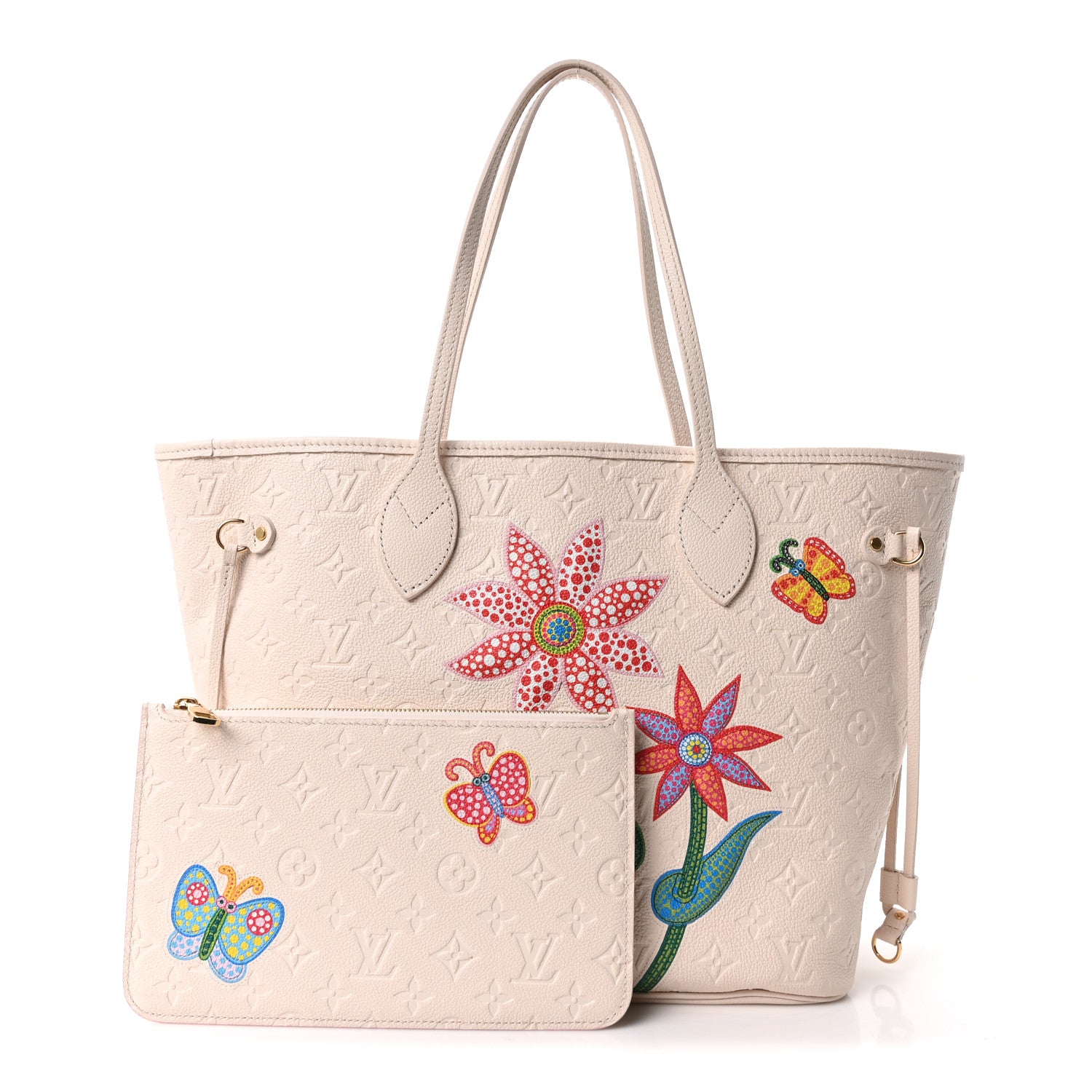 Louis Vuitton LV X YK Empreinte Inlaid Kusama Flowers Neverfull MM Quartz 2 of 11