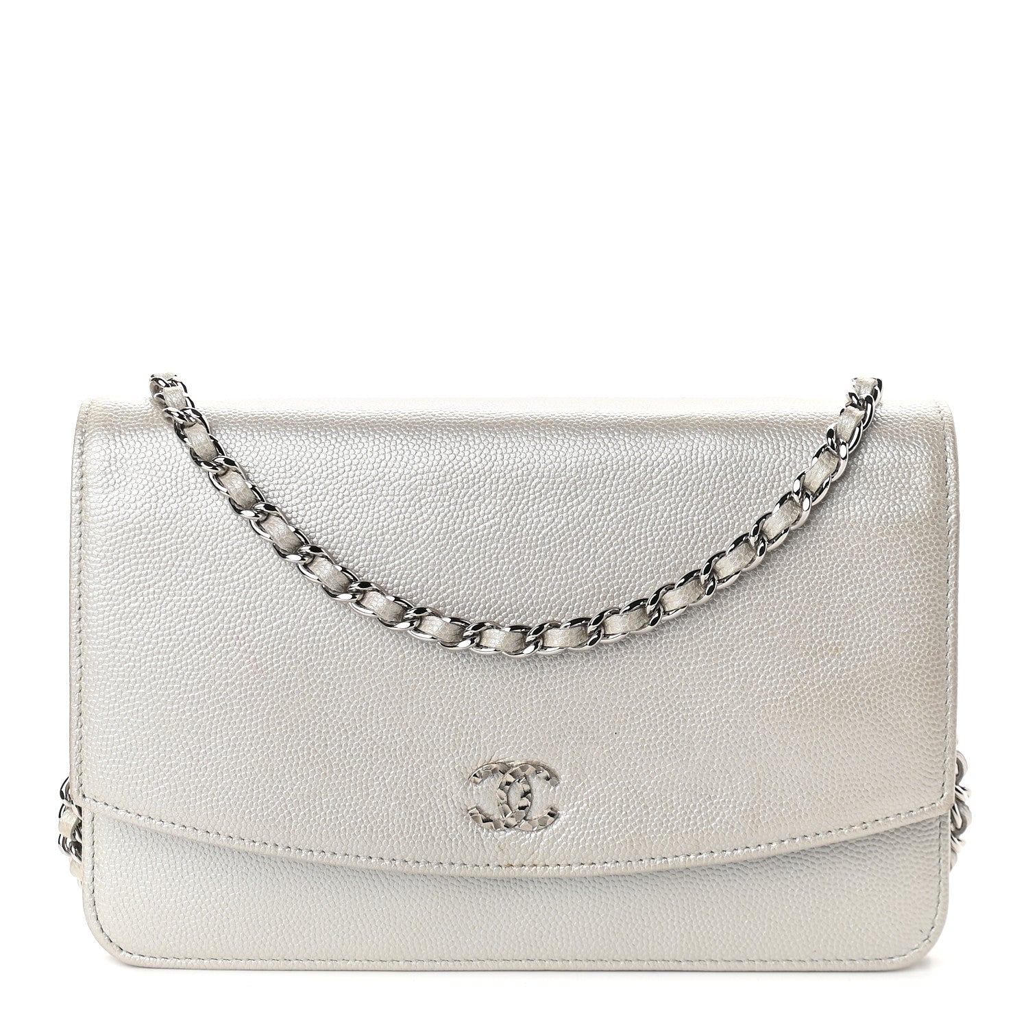 Chanel Caviar Sevruga Wallet on Chain WOC Silver 1 of 11