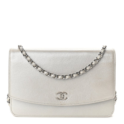 Chanel Caviar Sevruga Wallet on Chain WOC Silver 1 of 11