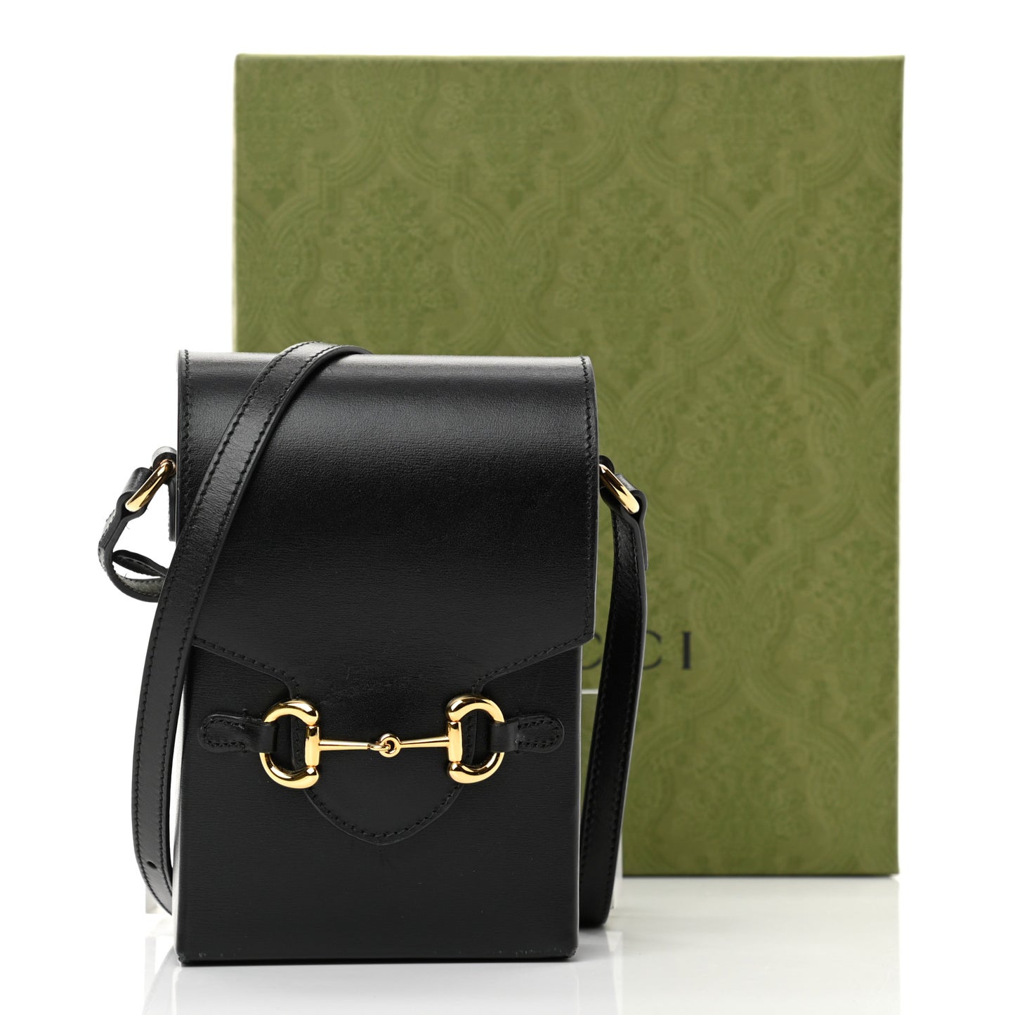Boarded Plutone Calfskin Mini Horsebit 1955 Crossbody Bag Black