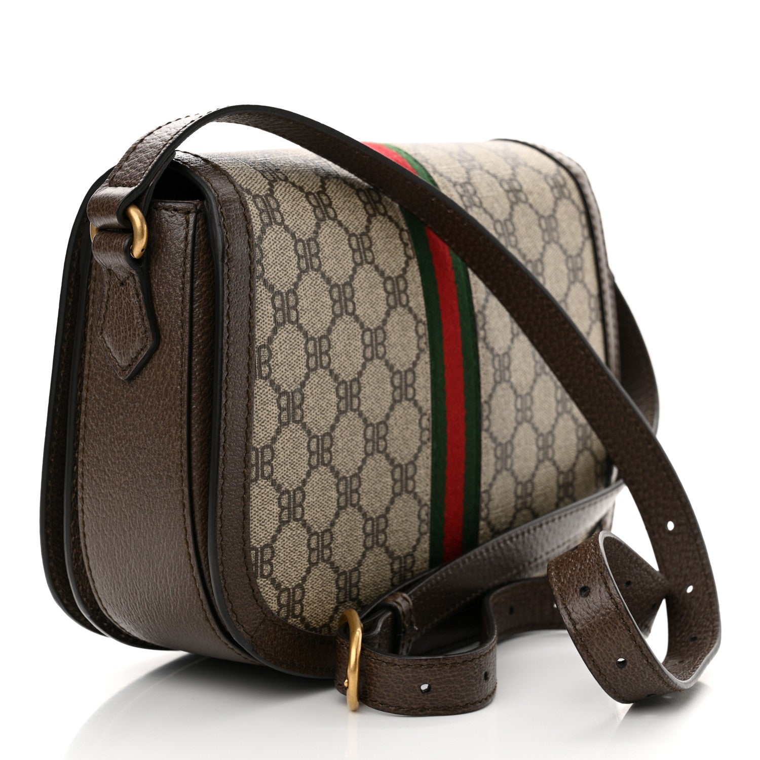 Gucci X BALENCIAGA BB Supreme Monogram Web Small Ophidia Shoulder Bag Beige New Acero 3 of 12