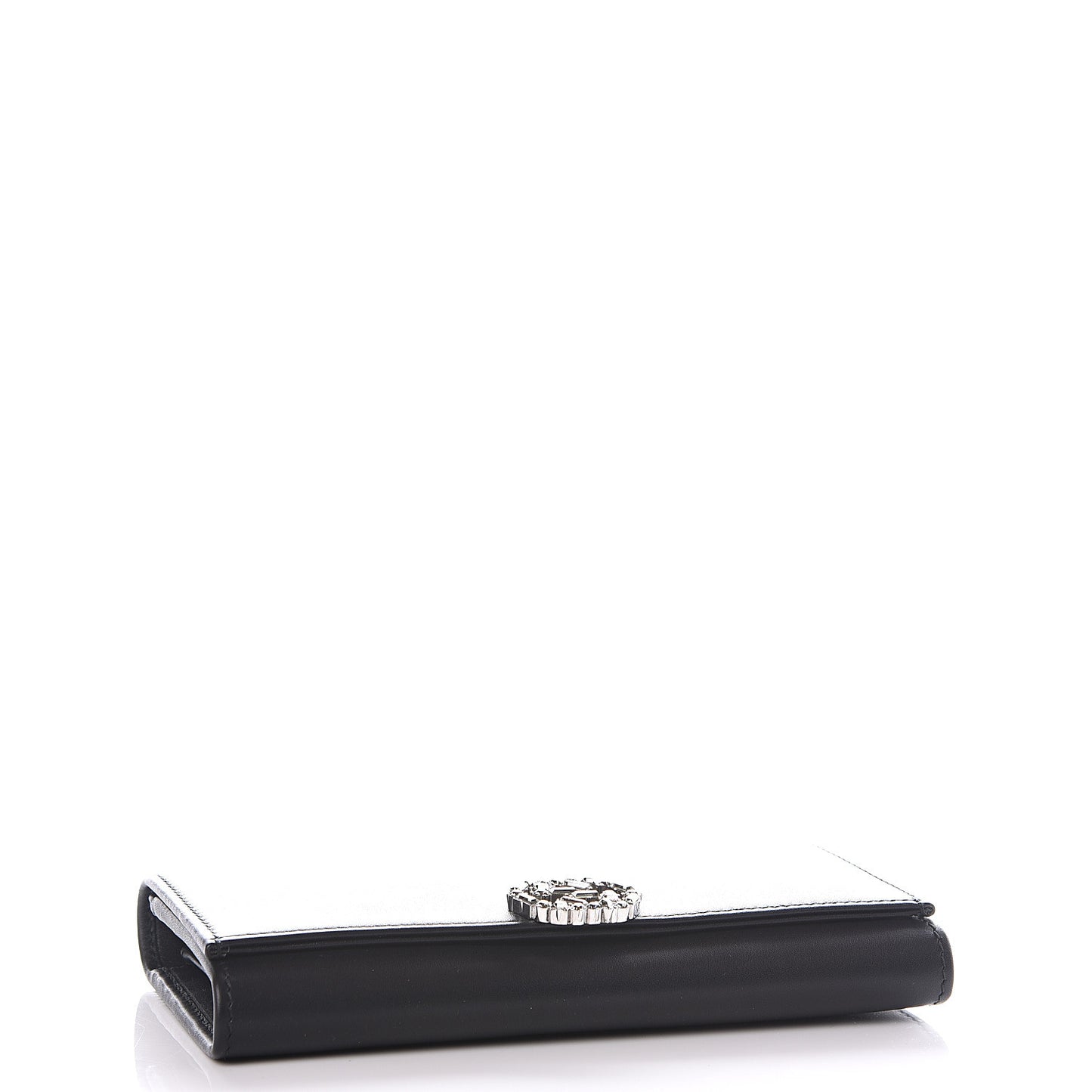 Calfskin Swarovski Crystal GG Sparkling Flap Wallet Black