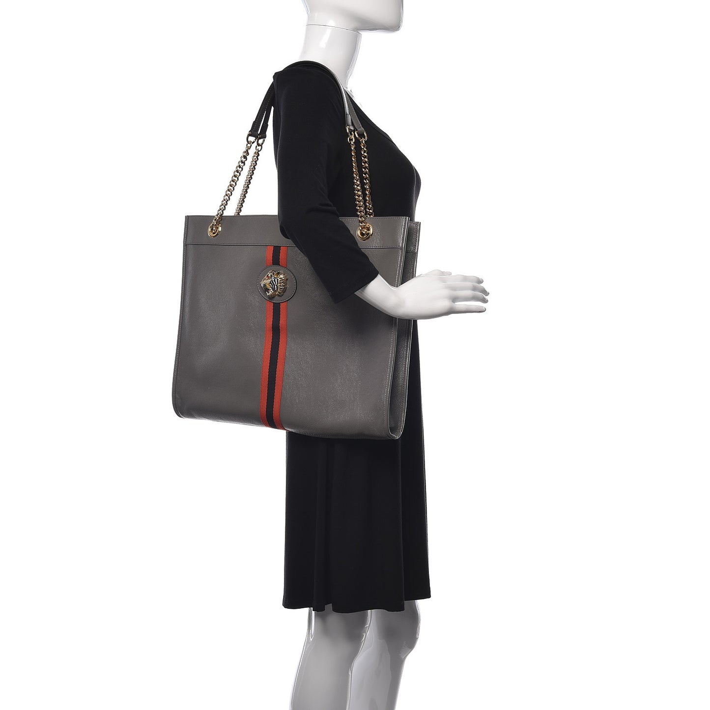 Calfskin Large Rajah Chain Tote Grey