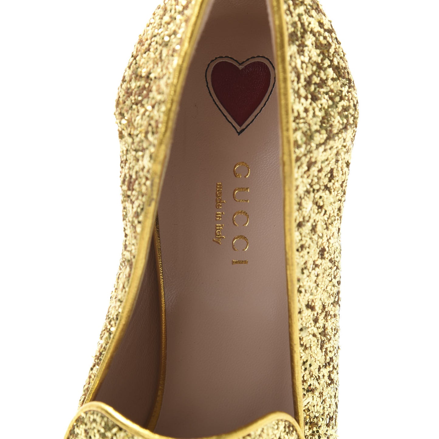 Glitter Nappa Web Peyton 75mm Loafer Pumps 40.5 Oro Vecchio
