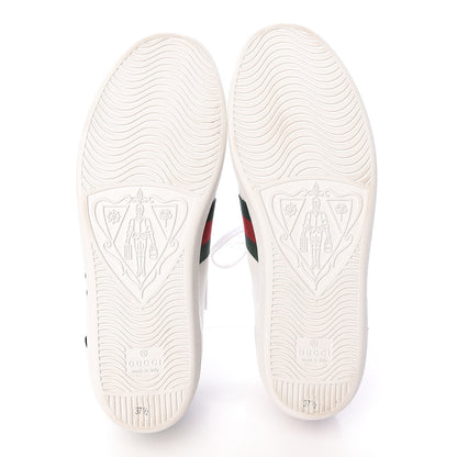 Gucci Calfskin Web Floral Embroidered Womens Ace Sneakers 37.5 White 7 of 12