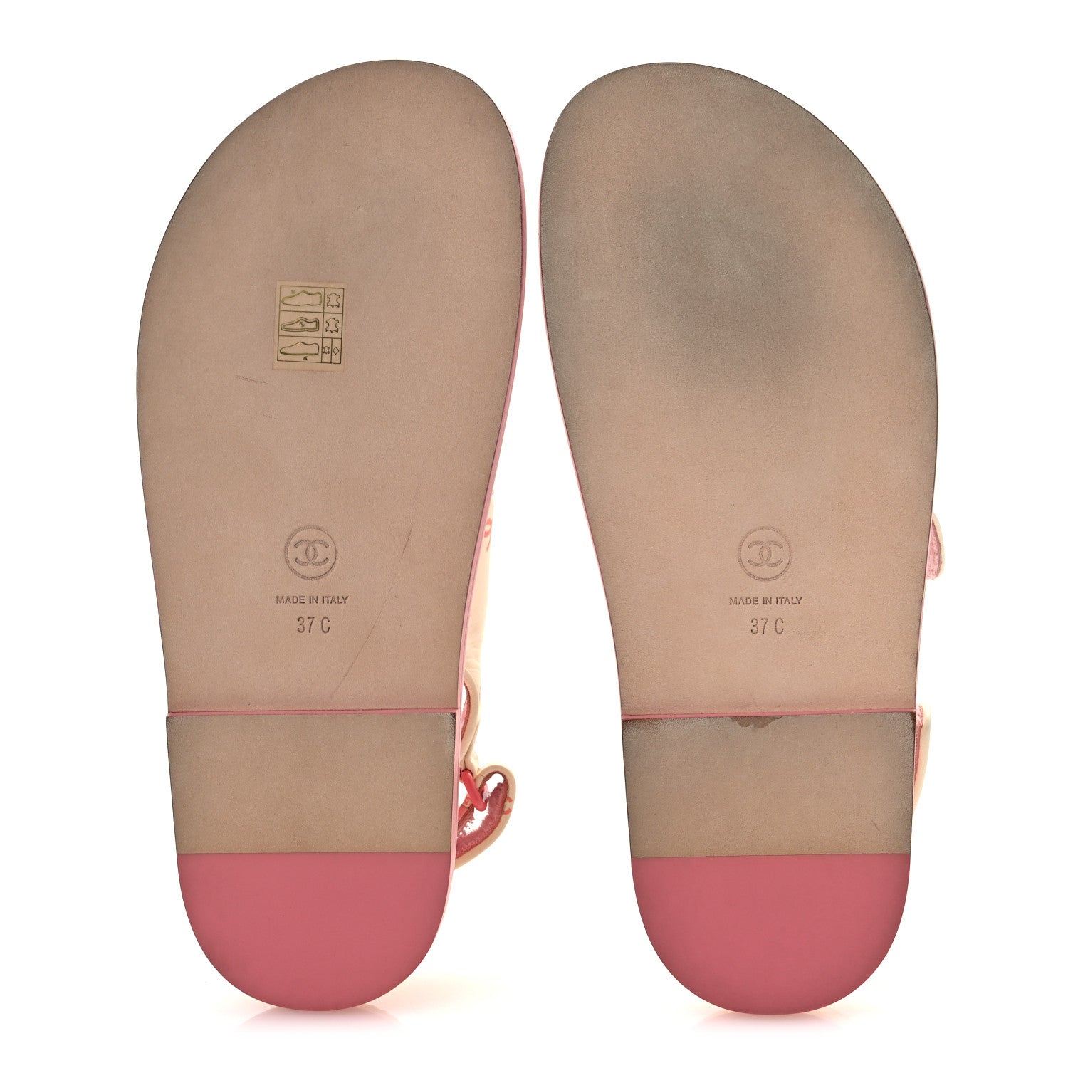 Chanel Lambskin Printed CC Velcro Dad Sandals 37 White Pink 14 of 20