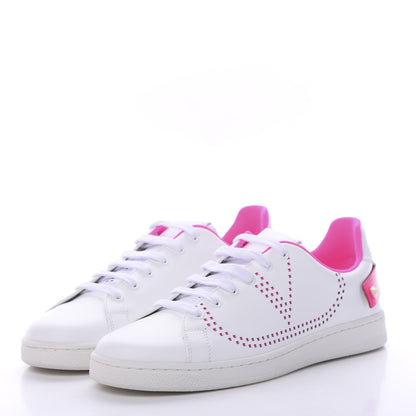 Valentino Garavani Calfskin Womens Backnet Sneakers 40 White Fuchsia 3 of 8