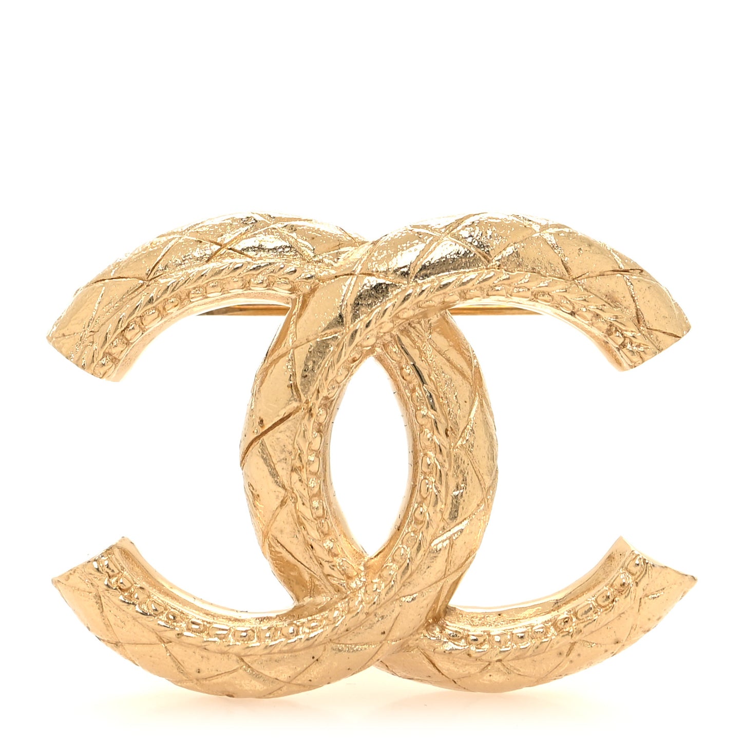 Metal CC Quilted Brooch Light Gold
