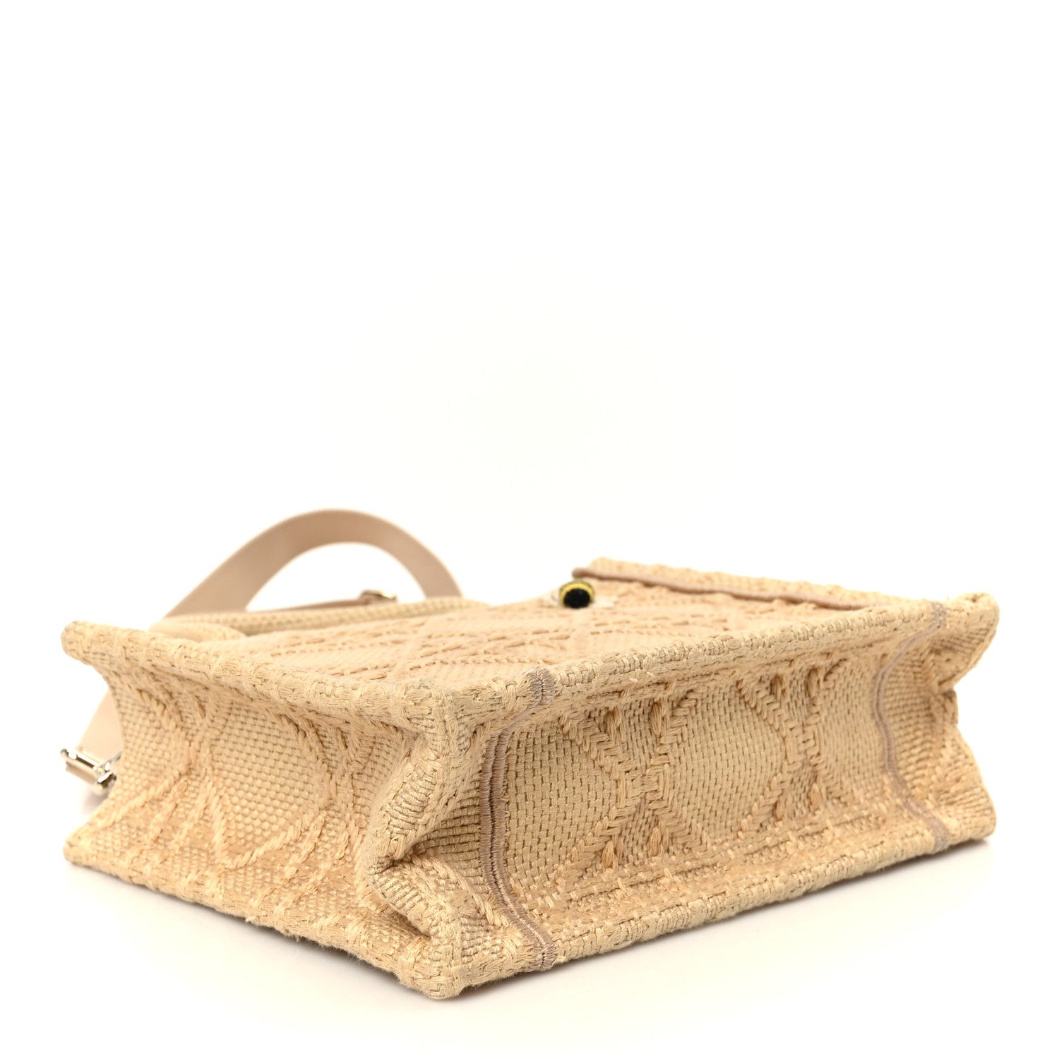 Christian Dior Raffia Cannage Crocheted Bee Mini Book Tote with Strap Natural 4 of 11