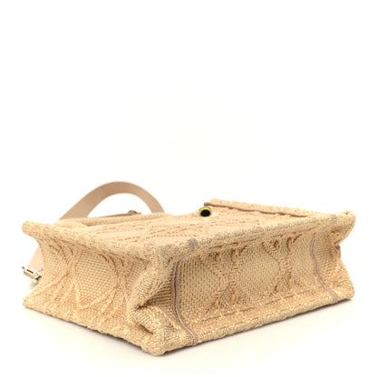 Christian Dior Raffia Cannage Crocheted Bee Mini Book Tote with Strap Natural 4 of 11