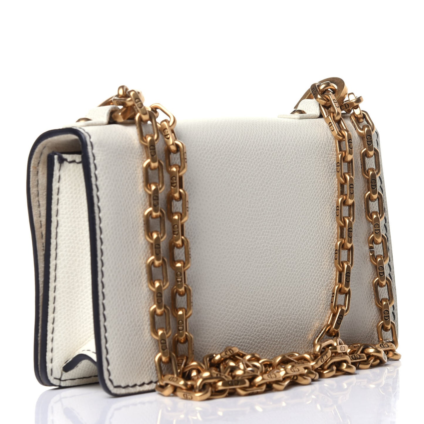 Calfskin J'Adior Chain Flap Bag Off White