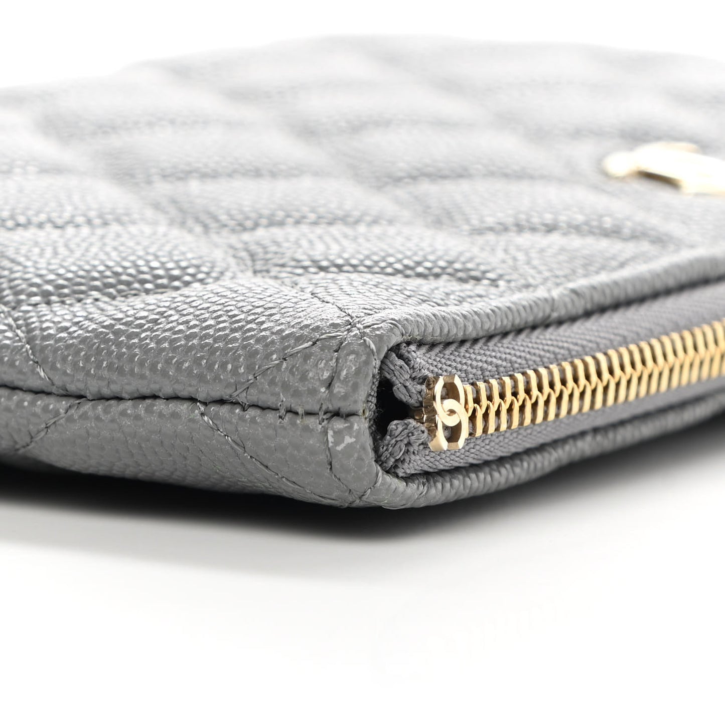Caviar Quilted Cosmetic Case Grey