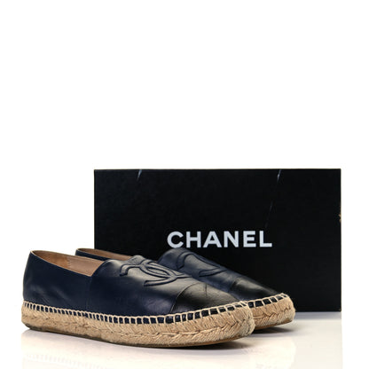 Chanel Lambskin CC Espadrilles 38 Navy Black 27 of 27