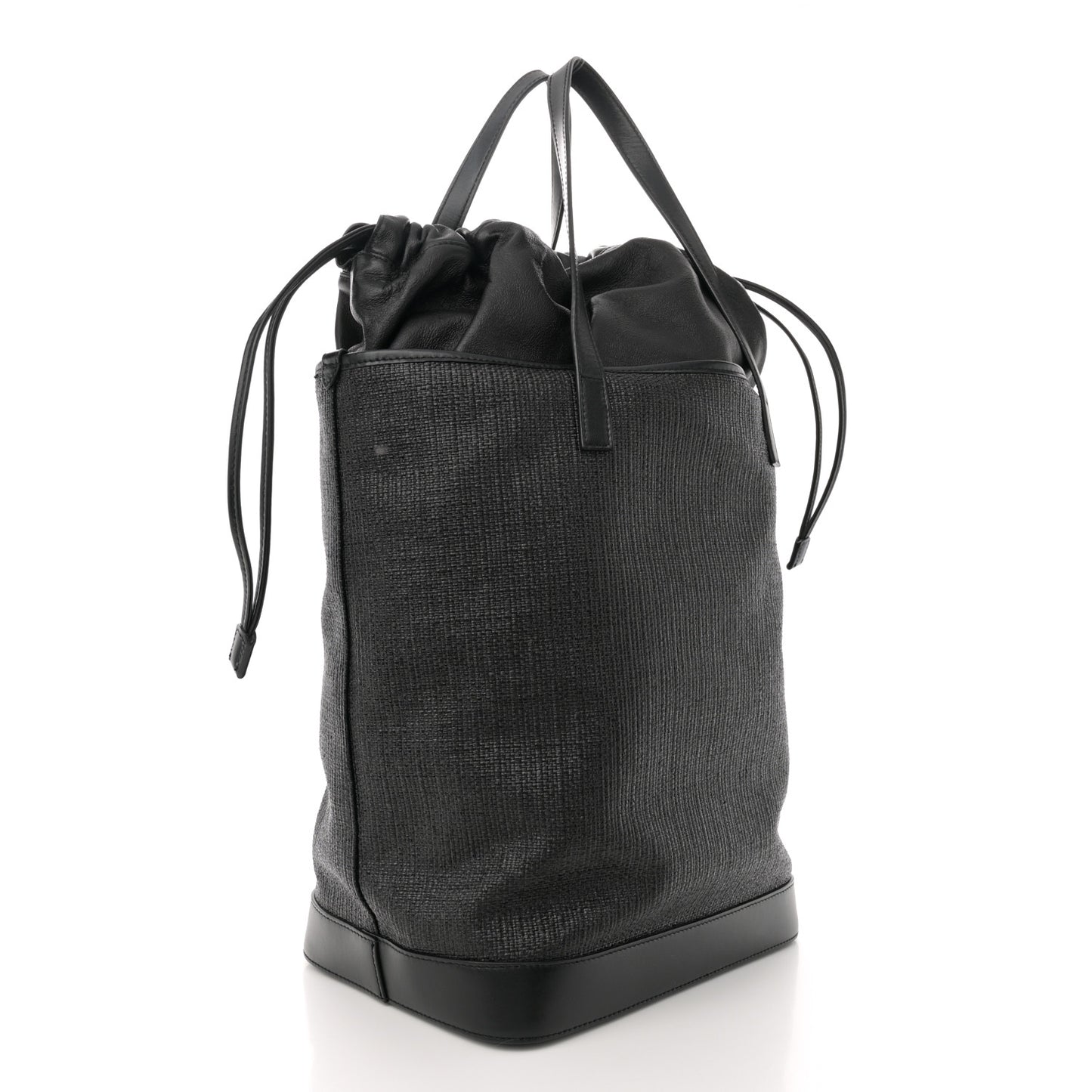 Linen Canvas Teddy Shopping Bag Black