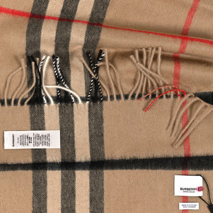 Burberry Cashmere Giant Check Fringe Scarf Archive Beige 3 of 3