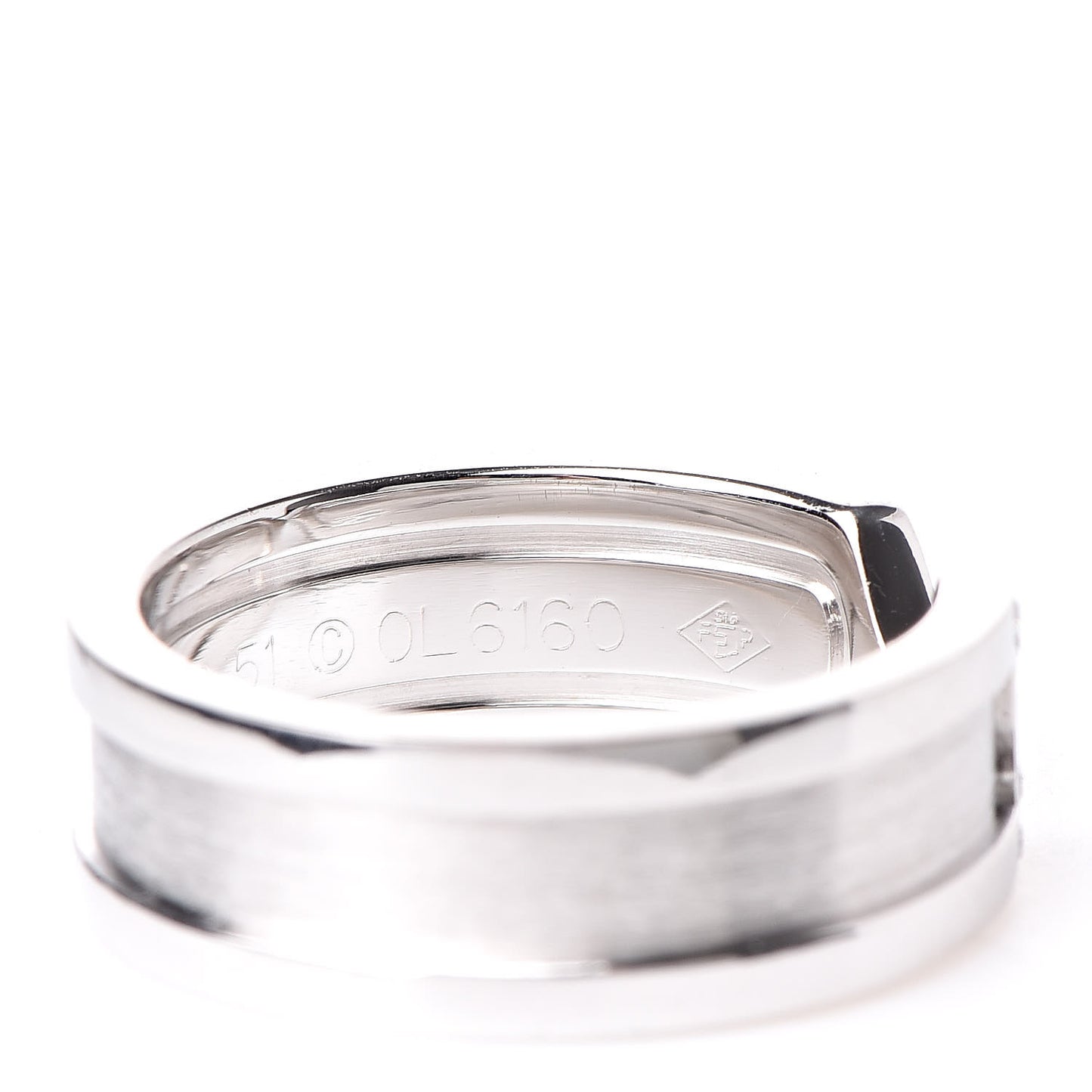 18K White Gold Diamond 6.5mm Logo De Ring 51 5.75