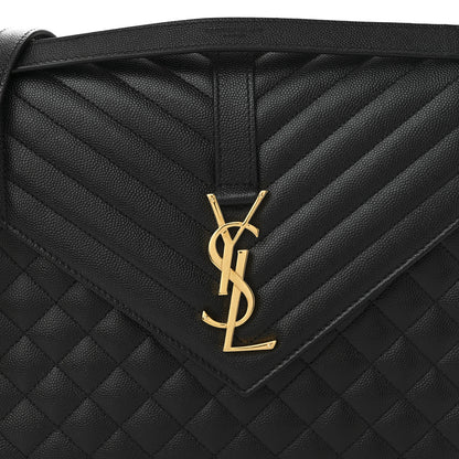 Saint Laurent Grain De Poudre Textured Mixed Matelasse Large Triquilt Monogram Satchel Black 8 of 10