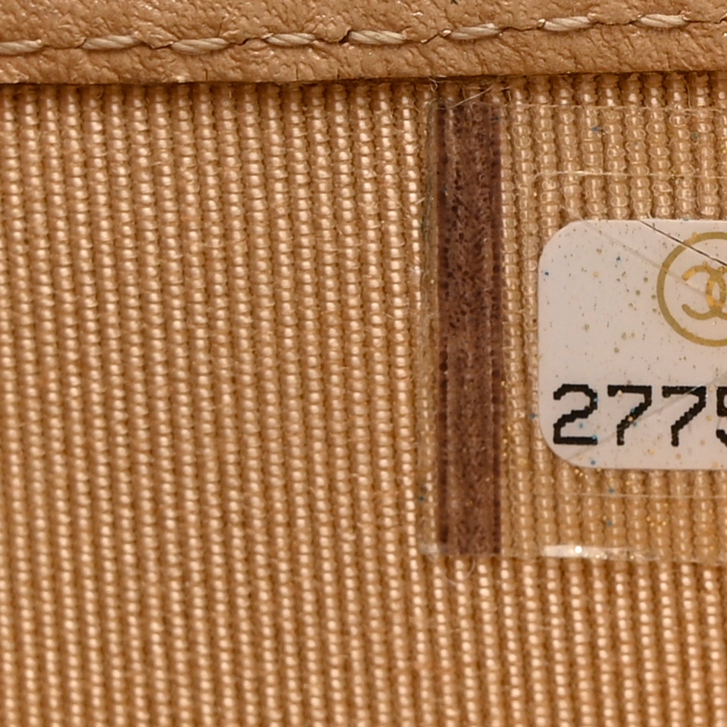 Iridescent Caviar Quilted Compact Flap Wallet Beige