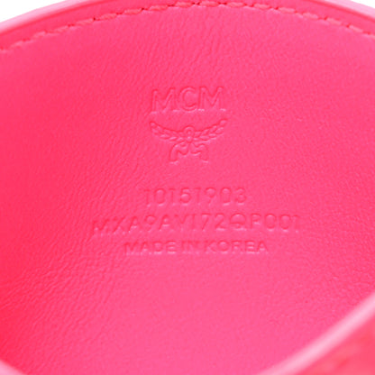 MCM Calfskin Visetos Mini Card Case Neon Pink 6 of 10