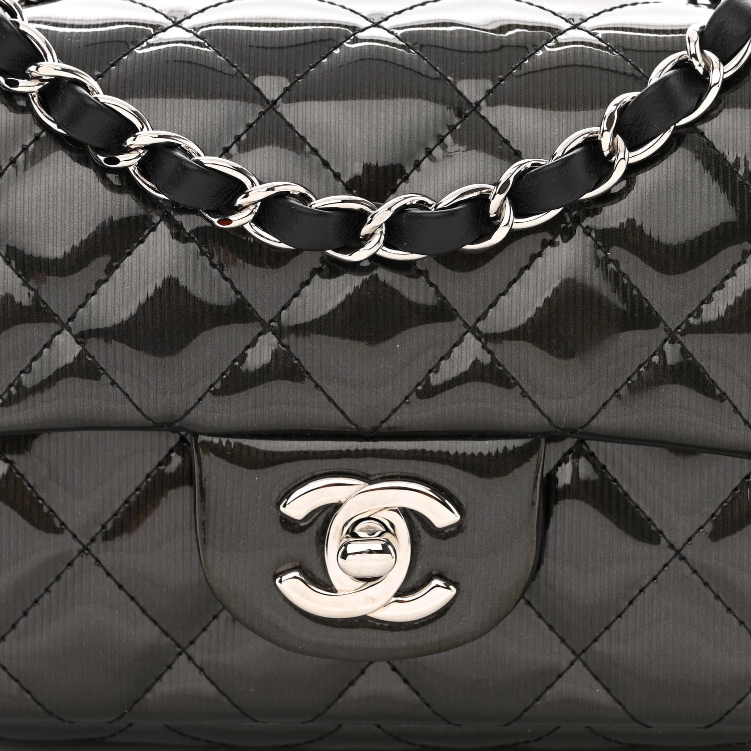 Chanel Striated Patent Quilted Mini Rectangular Flap Black 8 of 11