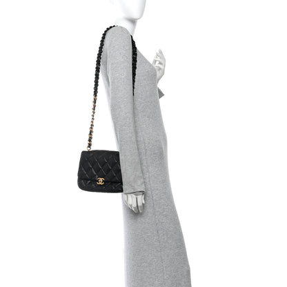 Chanel Lambskin Quilted Small Lacquered Chain Flap Black 2 of 13