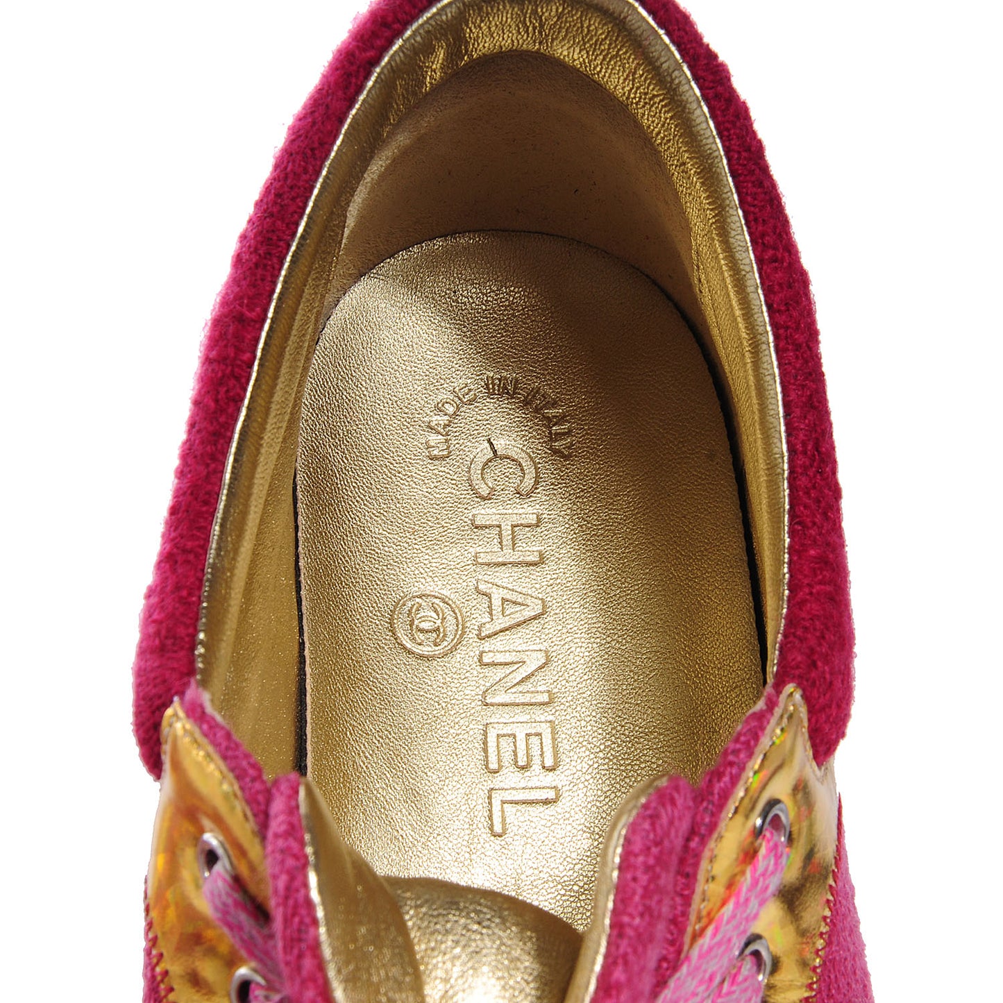 Tweed Suede Calfskin Sneakers 38.5 Dark Pink