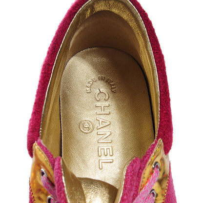Chanel Tweed Suede Calfskin Sneakers 38.5 Dark Pink 6 of 7