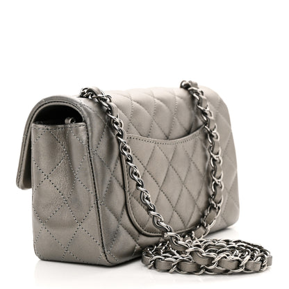 Chanel Metallic Lambskin Quilted Mini Rectangular Flap Dark Grey 3 of 12