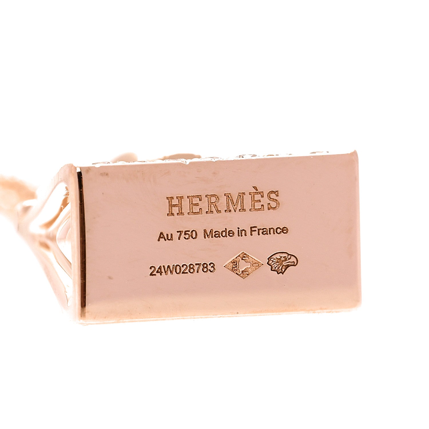 Hermes 18K Rose Gold Diamond Birkin Amulettes Pendant Necklace 5 of 6