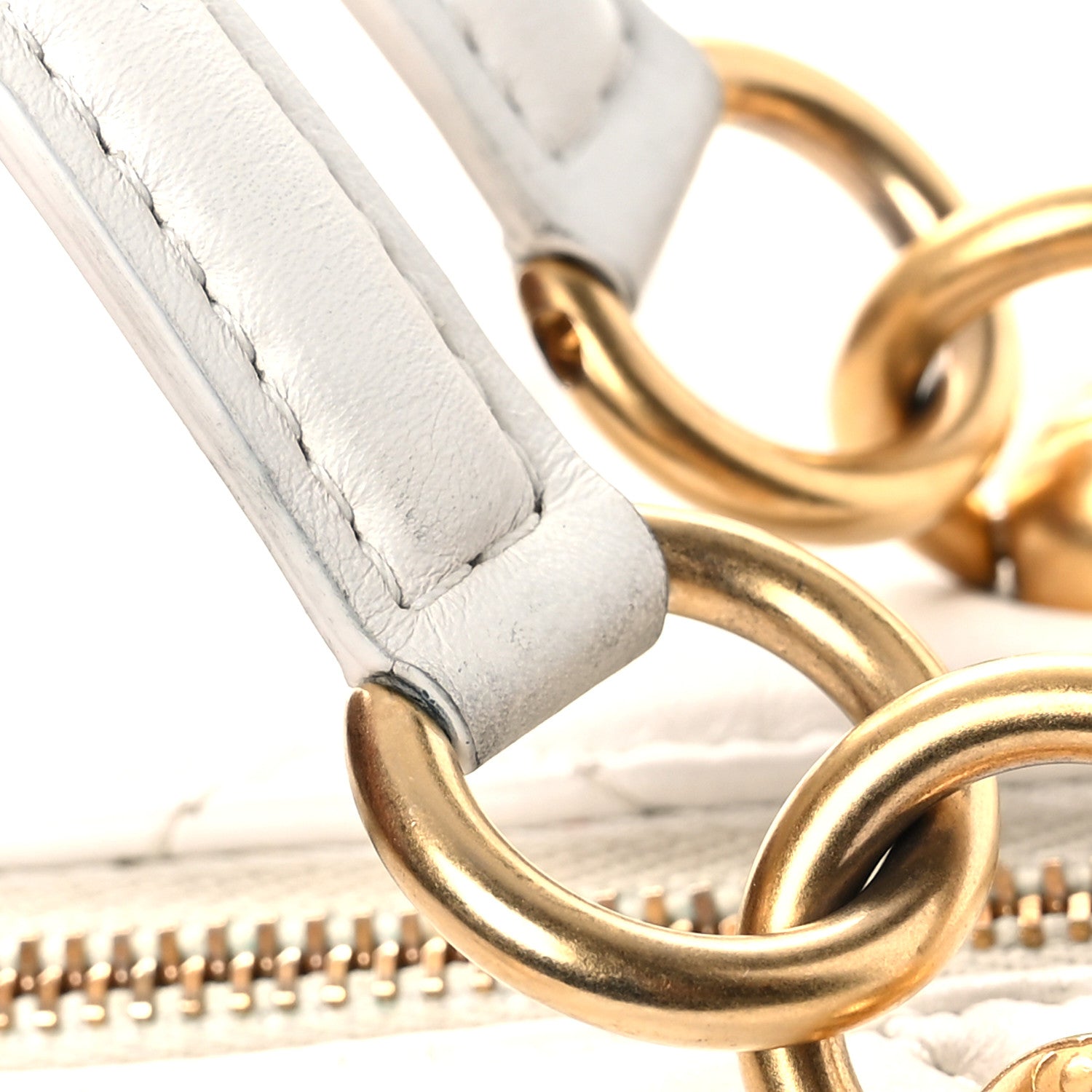 Chanel Calfskin Quilted Square Top Handle Vanity Case White 14 of 14