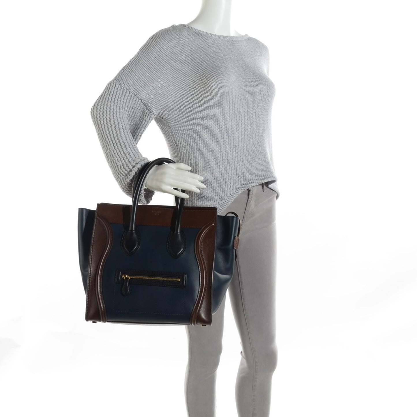 Smooth Calfskin Mini Tri-Color Luggage Navy