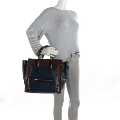 Celine Smooth Calfskin Mini Tri-Color Luggage Navy 2 of 8