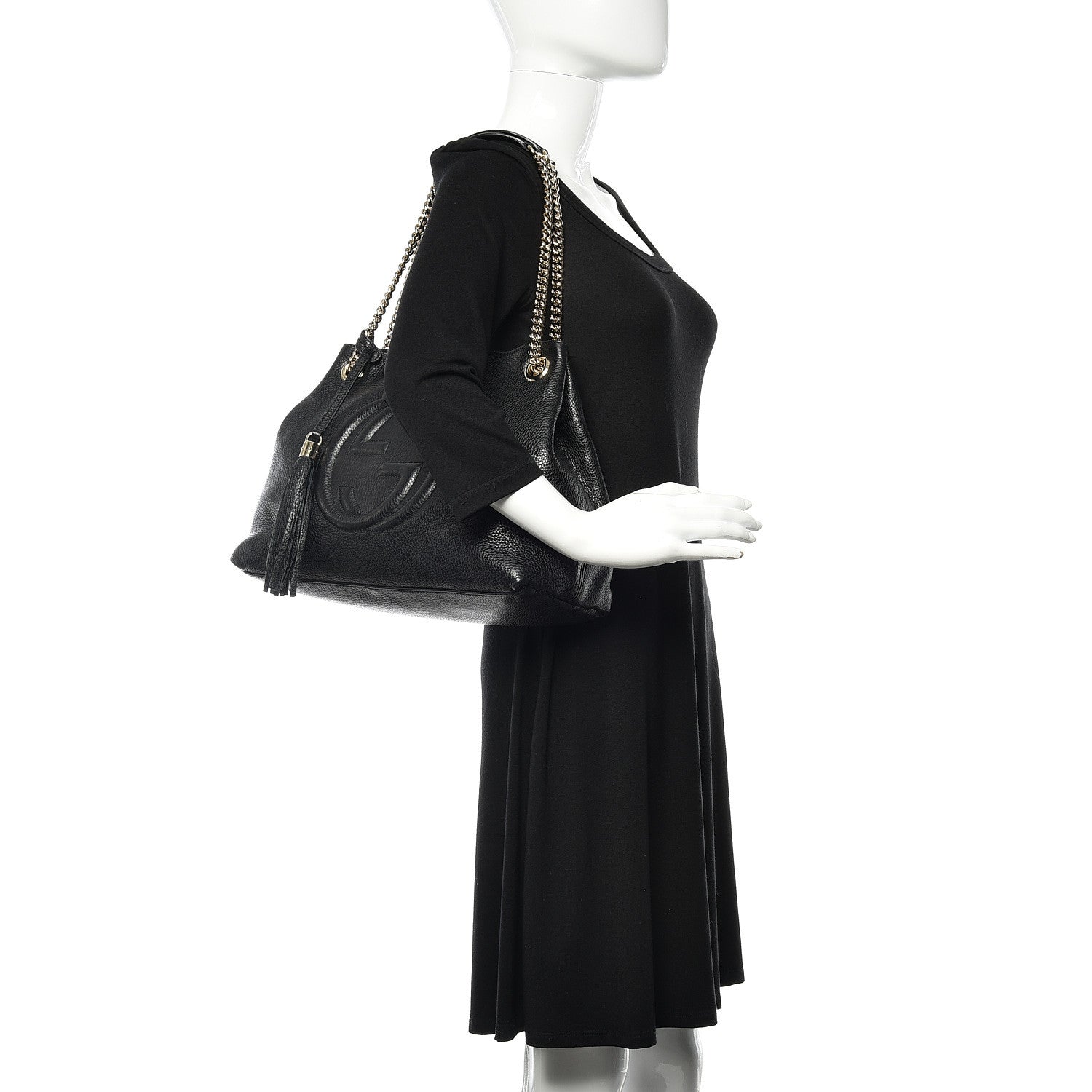 Gucci Pebbled Calfskin Medium Soho Chain Shoulder Bag Black 2 of 10
