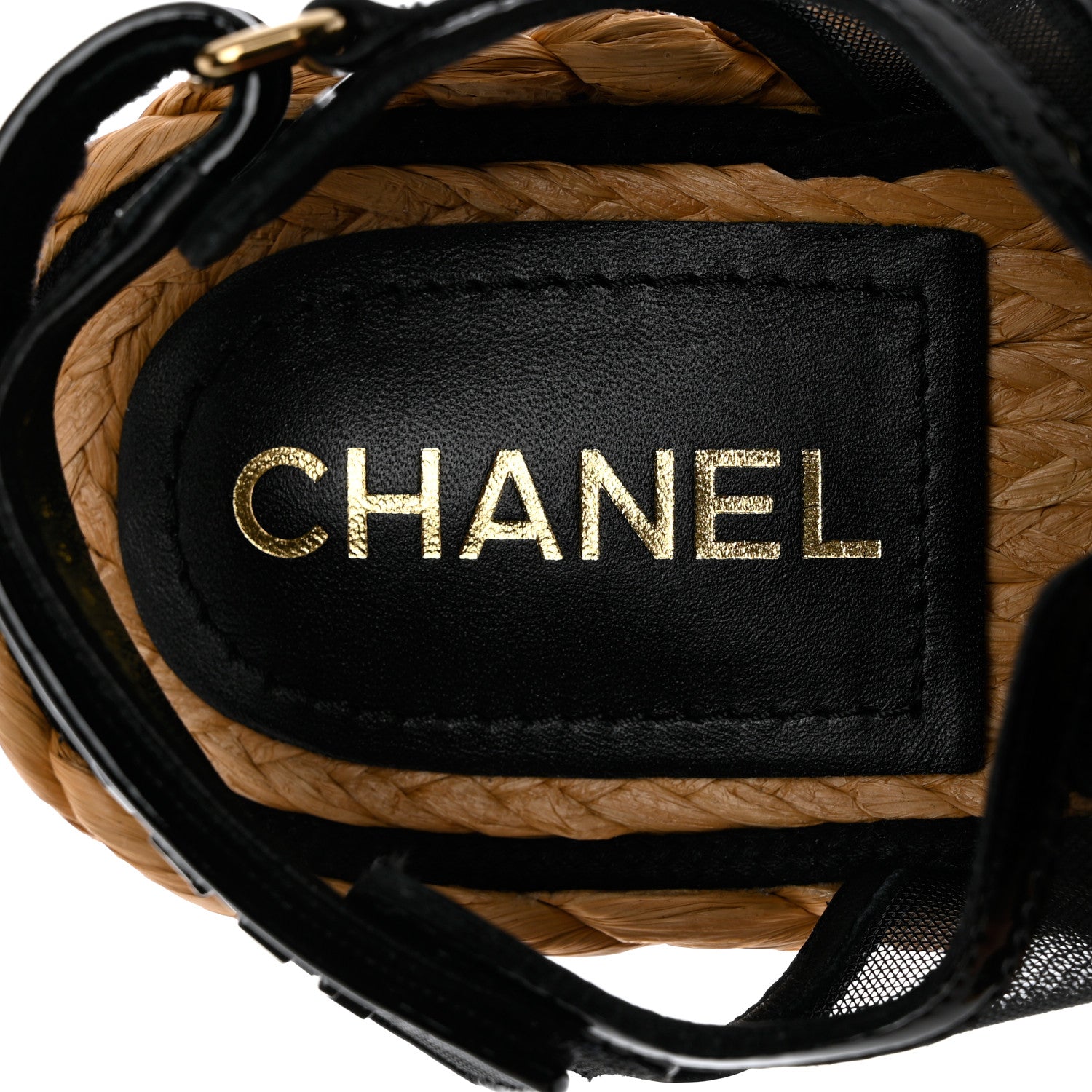 Chanel Mesh Patent Calfskin Velcro Dad Sandals 36.5 Black 7 of 9