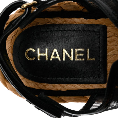 Chanel Mesh Patent Calfskin Velcro Dad Sandals 36.5 Black 7 of 9