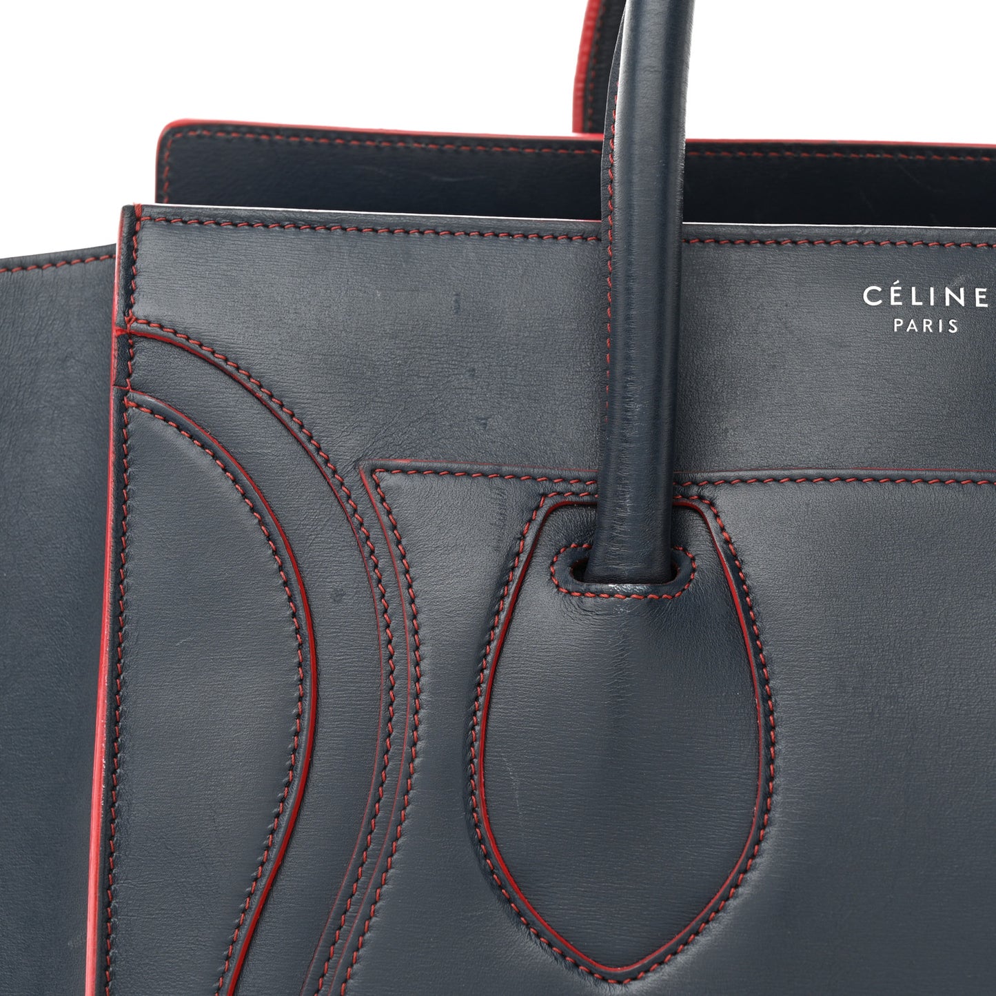 Satin Debossed Calfskin Mini Luggage Navy Blue