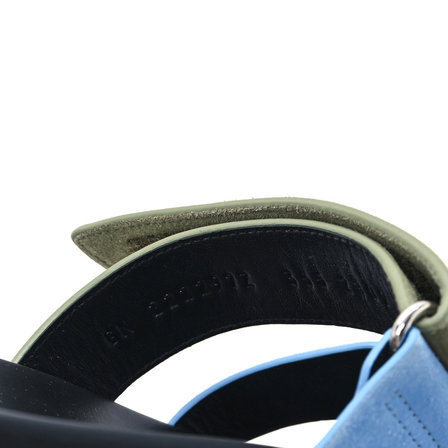 Suede Goatskin Womens Chypre Sandals 35.5 Bleu Cameo Vert Celadon