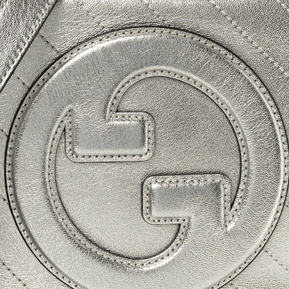 Gucci Metallic Sakai Be Green Calfskin Diagonal Stitched Small Blondie Shoulder Bag Silver 8 of 10