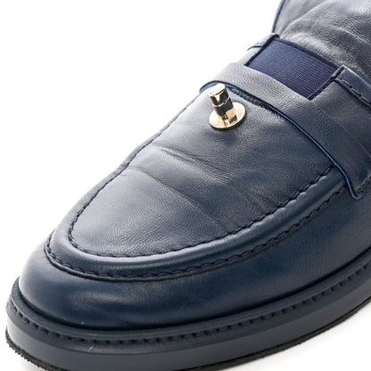 Chanel Lambskin Quilted CC Turnlock Loafers 40 Navy 9 of 13