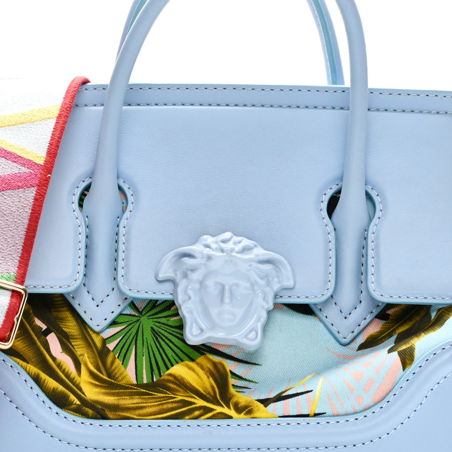 Versace Calfskin Canvas Medium Palazzo Empire Bag Desert Palm 7 of 9