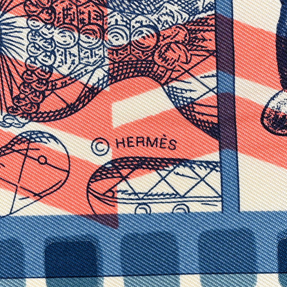 Hermes Silk Liste Vernie Au Bloc Twilly 90 Bleu Rose Vert 4 of 6
