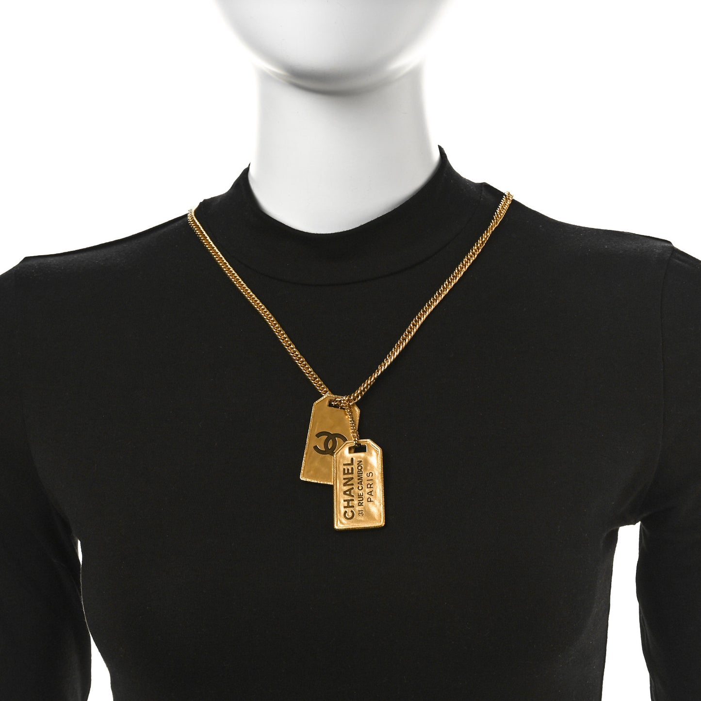 ID Dog Tag Charm Necklace Gold