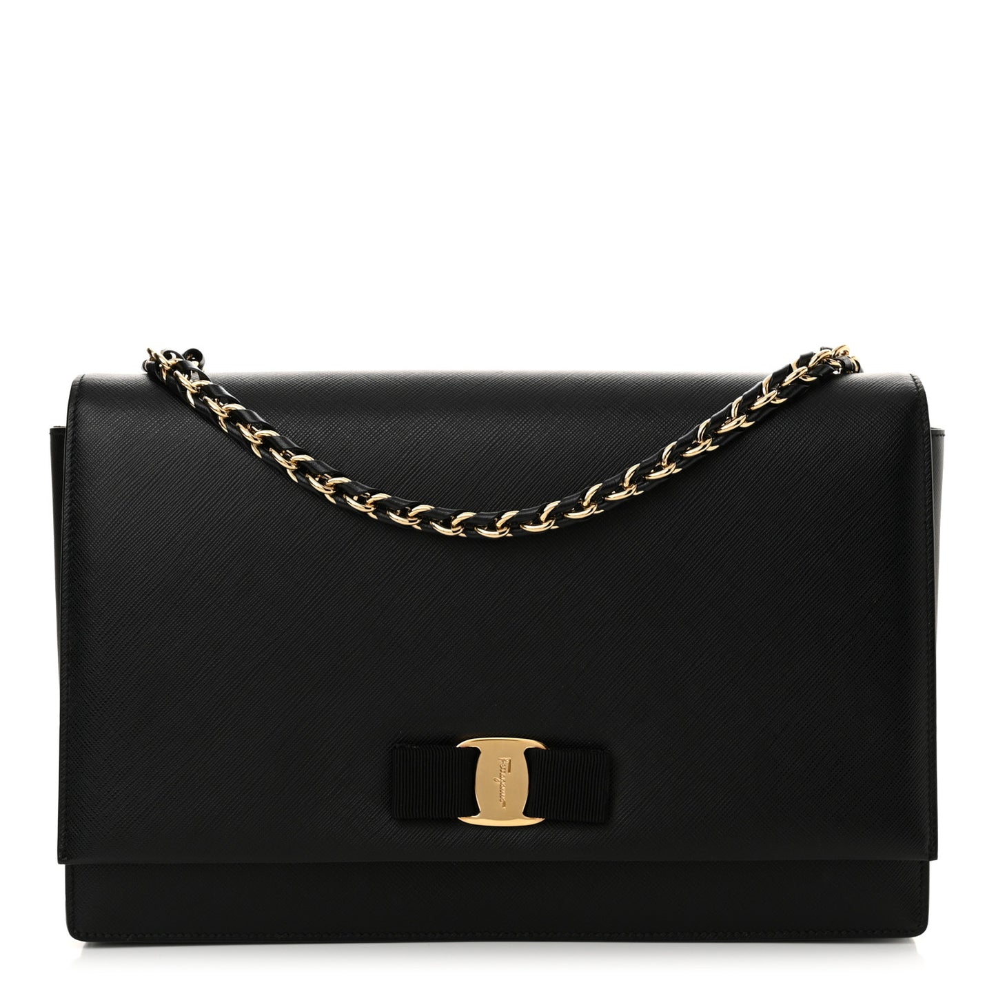 Printed Calfskin Ginny Shoulder Bag Black