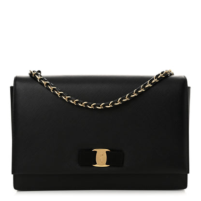 Salvatore Ferragamo Printed Calfskin Ginny Shoulder Bag Black 1 of 11