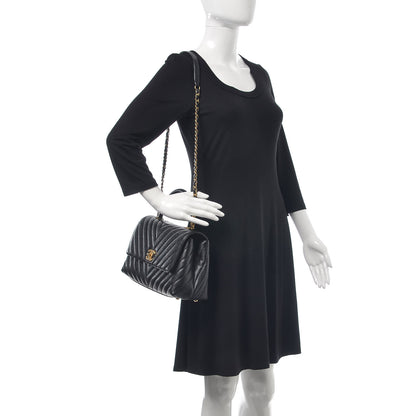 Chanel Caviar Chevron Quilted Small Coco Handle Flap Black 2 of 8