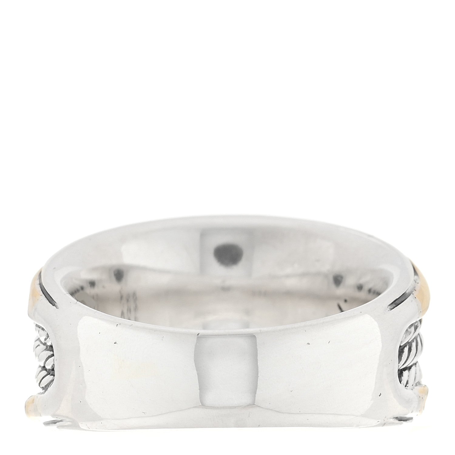 David Yurman Sterling Silver 18K Yellow Gold 14mm Wheaton Three Row Cable Band Ring 53 6.25 3 of 4