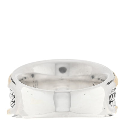 David Yurman Sterling Silver 18K Yellow Gold 14mm Wheaton Three Row Cable Band Ring 53 6.25 3 of 4