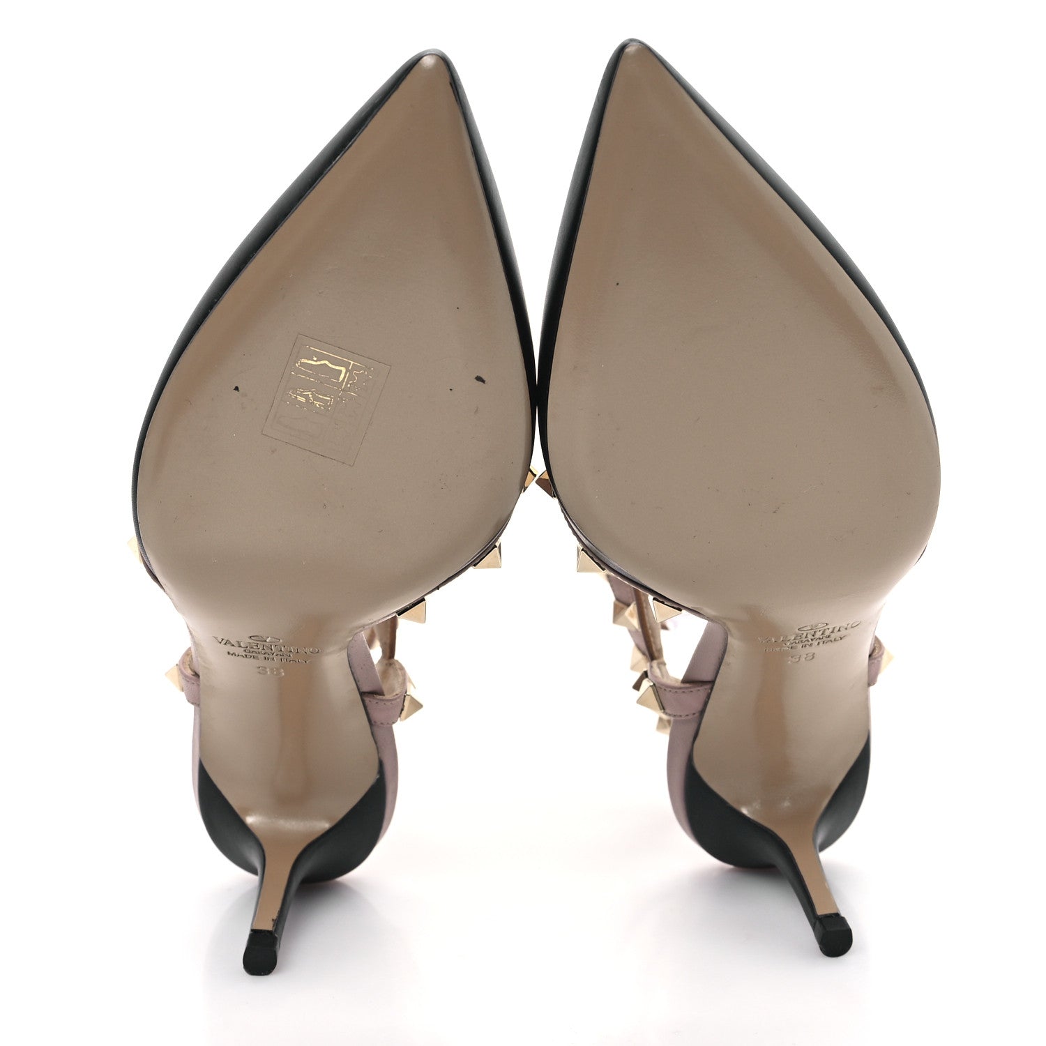 Valentino Garavani Calfskin Nappa Rockstud Ankle Strap 65mm Pumps 38 Black Poudre 6 of 9