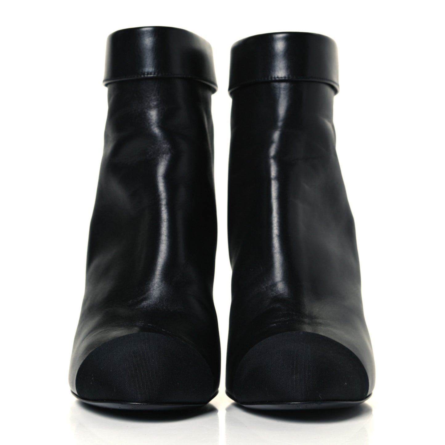 Lambskin Grosgrain Triangle & Collar 90 Ankle Boots 40 Black