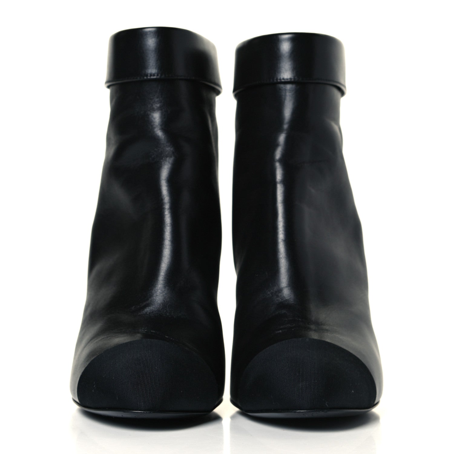 Chanel Lambskin Grosgrain Triangle & Collar 90 Ankle Boots 40 Black 2 of 10